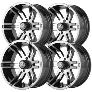 (4) Fairway Alloys FA140 Flex 14×6.5 4×4″ -20mm Black/Tint Wheels Rims 14″ Inch